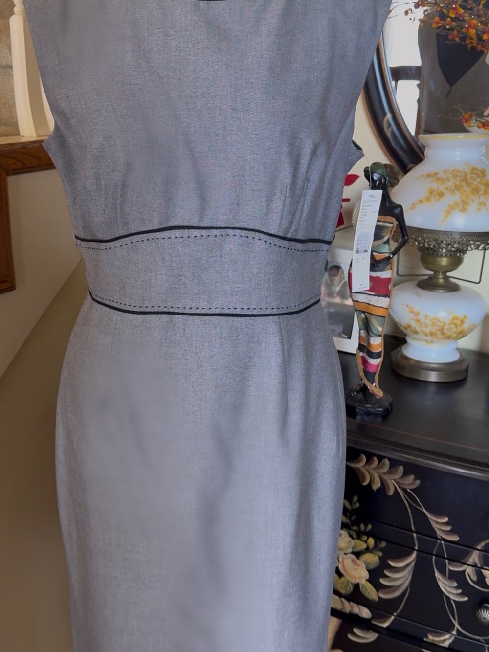 Antonio Melani Classic Sleeveless Gray Sheath Dress